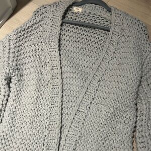 Balloon sleeve cardigan sweater